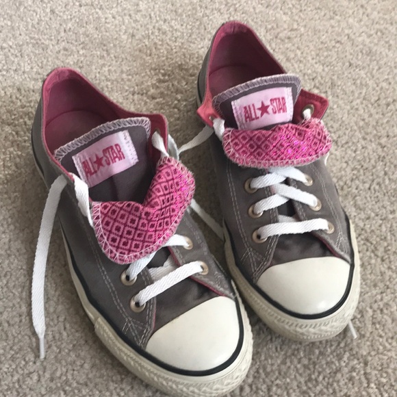 Converse Shoes - Converse Gray/Pink All Stars Women’s 8